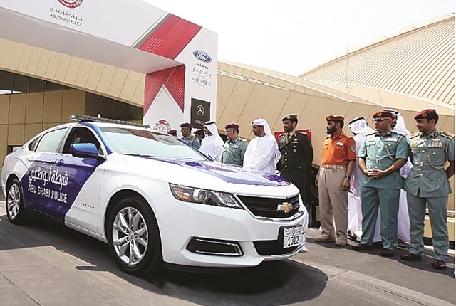 <p><em>Abu Dhabi Police is the primary law enforcement agency in the Emirate of Abu Dhabi, one of the United Arab Emirates. All Abu Dhabi Police vehicles, including traffic patrols, rescue and assistance cars will be changed into blue and white colors.</em><br /><em>Pictured is a Chevrolet Impala in use as an Abu Dhabi patrol vehicle displaying the new blue and white color scheme that replaces the prior red and white color scheme.&nbsp;Photo: GM</em></p>